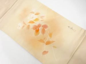 作家物　手描き　花模様　名古屋帯